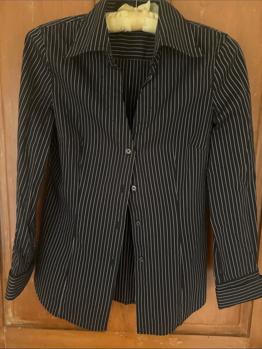 Classic Black Pinstripe Button-Down Jacket